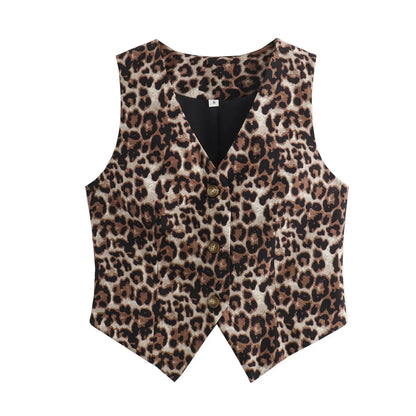 Women’s Leopard Print Cropped Vest