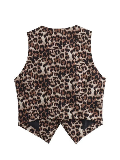 Women’s Leopard Print Cropped Vest