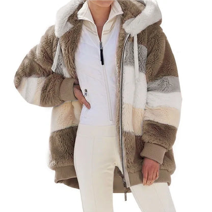 Women’s Oversized Plush Hooded Jacket