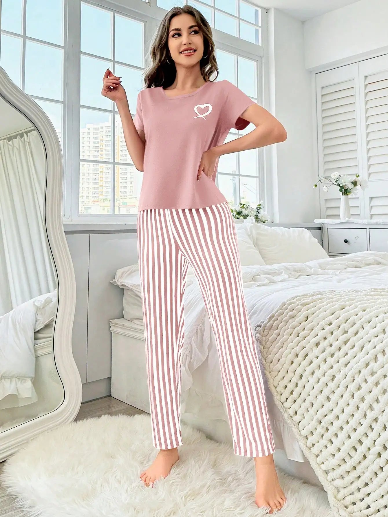 Women’s Love Print Pajama Set