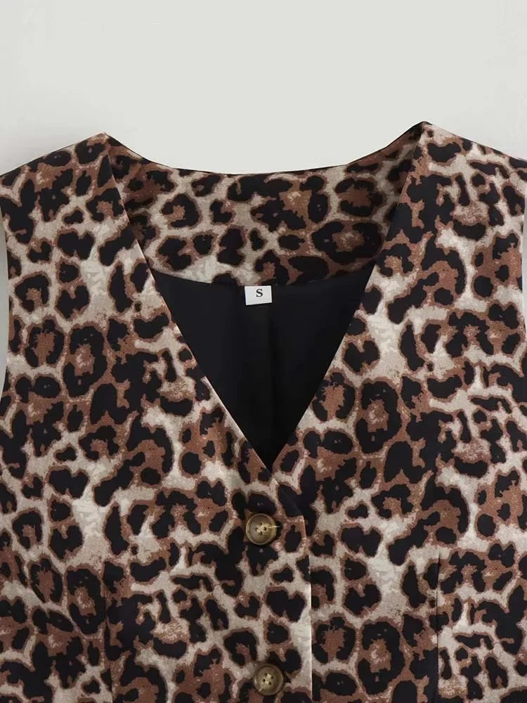Women’s Leopard Print Cropped Vest