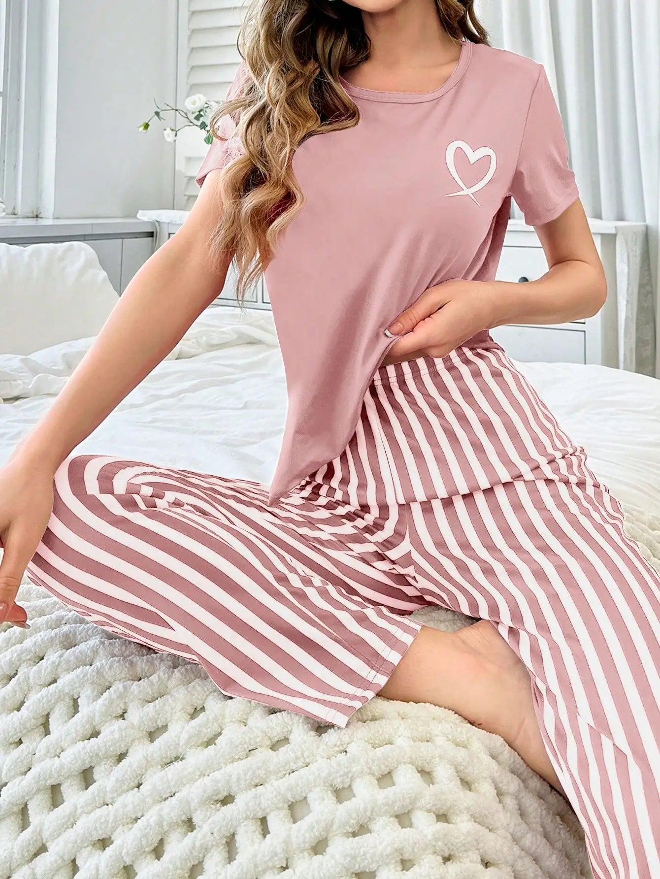 Women’s Love Print Pajama Set