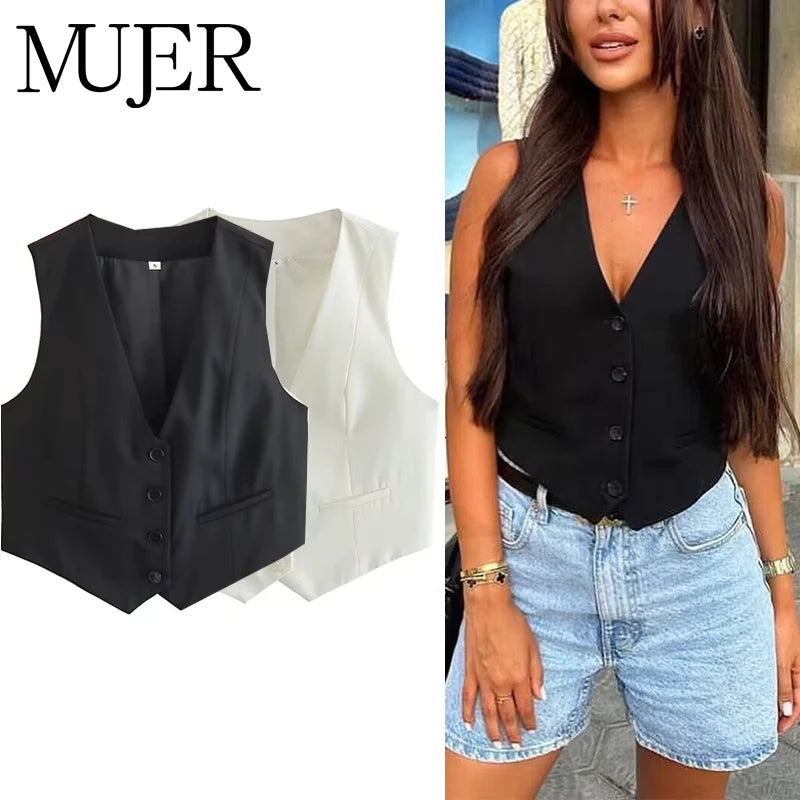 Women’s Cropped Suit Vest